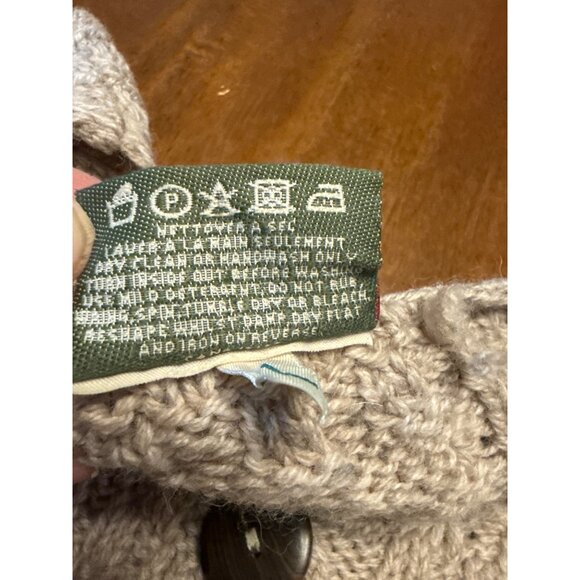 Handmade Irish Cable Knit Wool Cardigan Sweater With Button Front  Large  Beige - Picture 2 of 11